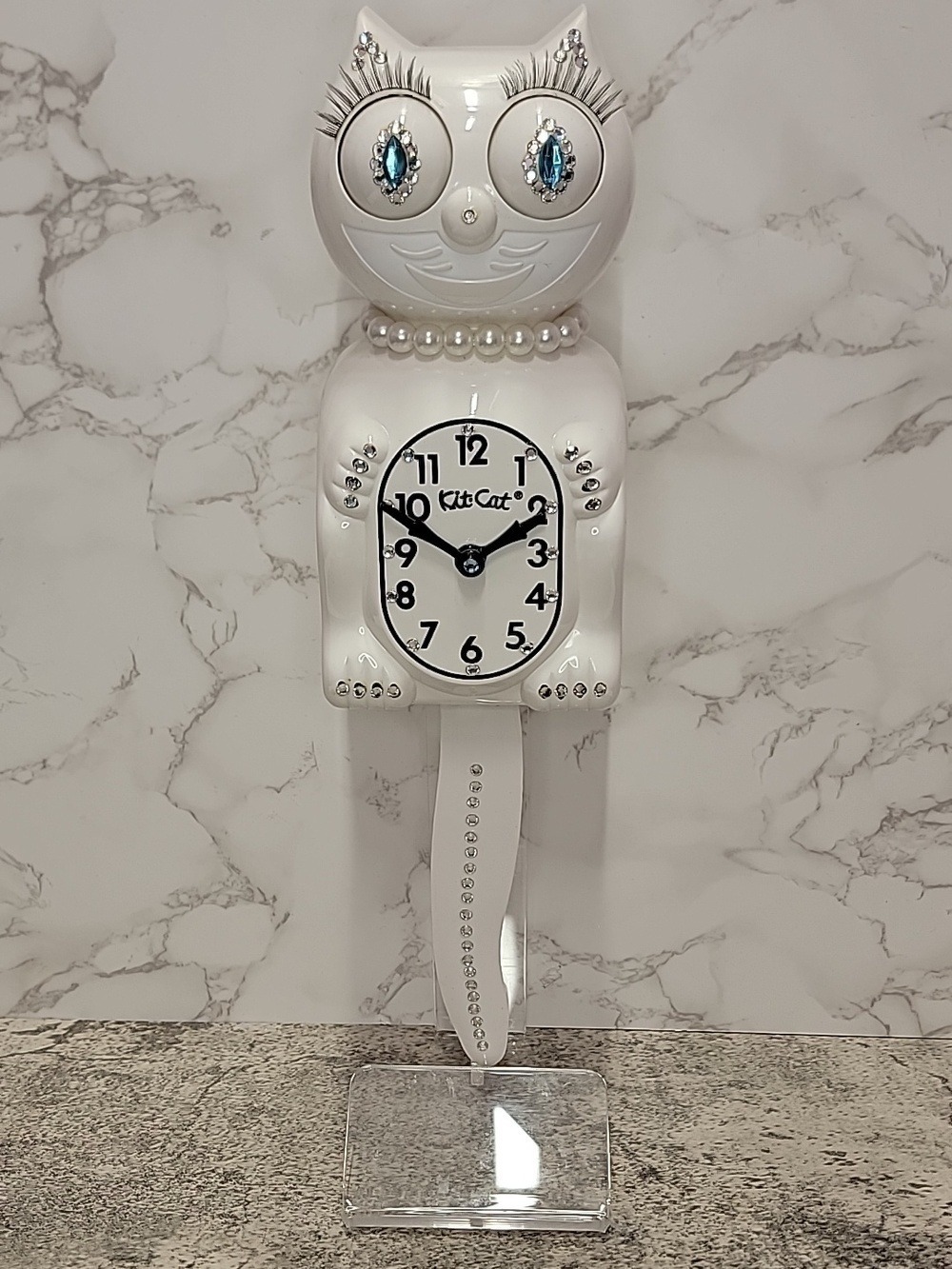 Jeweled White Lady Kit-Cat Klock clock SUPER RARE Vintage - Picture 2 of 7